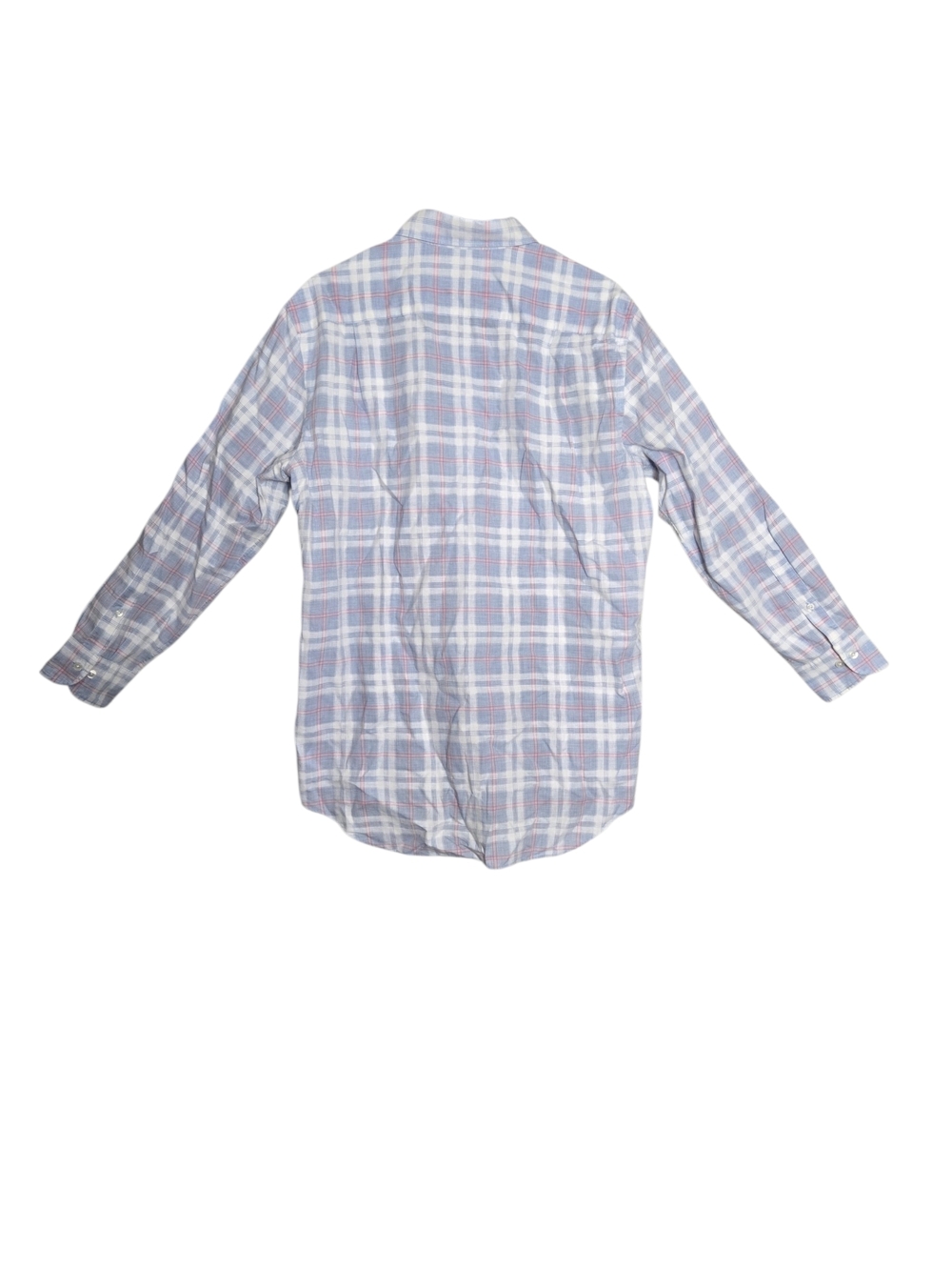 Ledbury Alden Collar Classic Fit Dress Shirt Blue Check Linen Blend 15.5 Medium - Picture 8 of 12